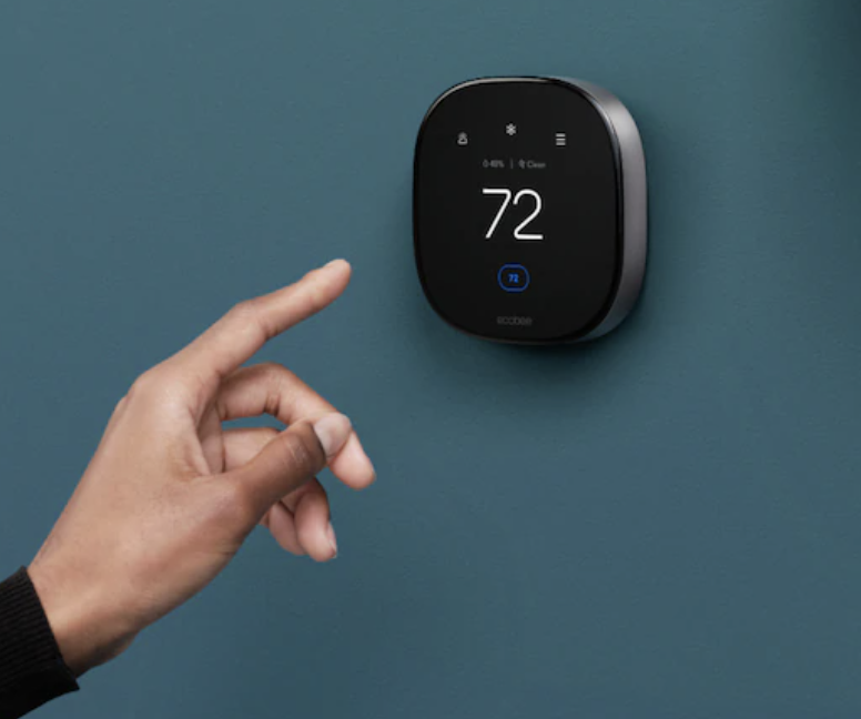 Ecobee Thermostat mounted on a wall