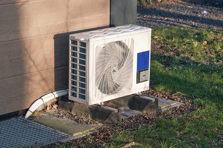 Air source Heat Pump outside home.