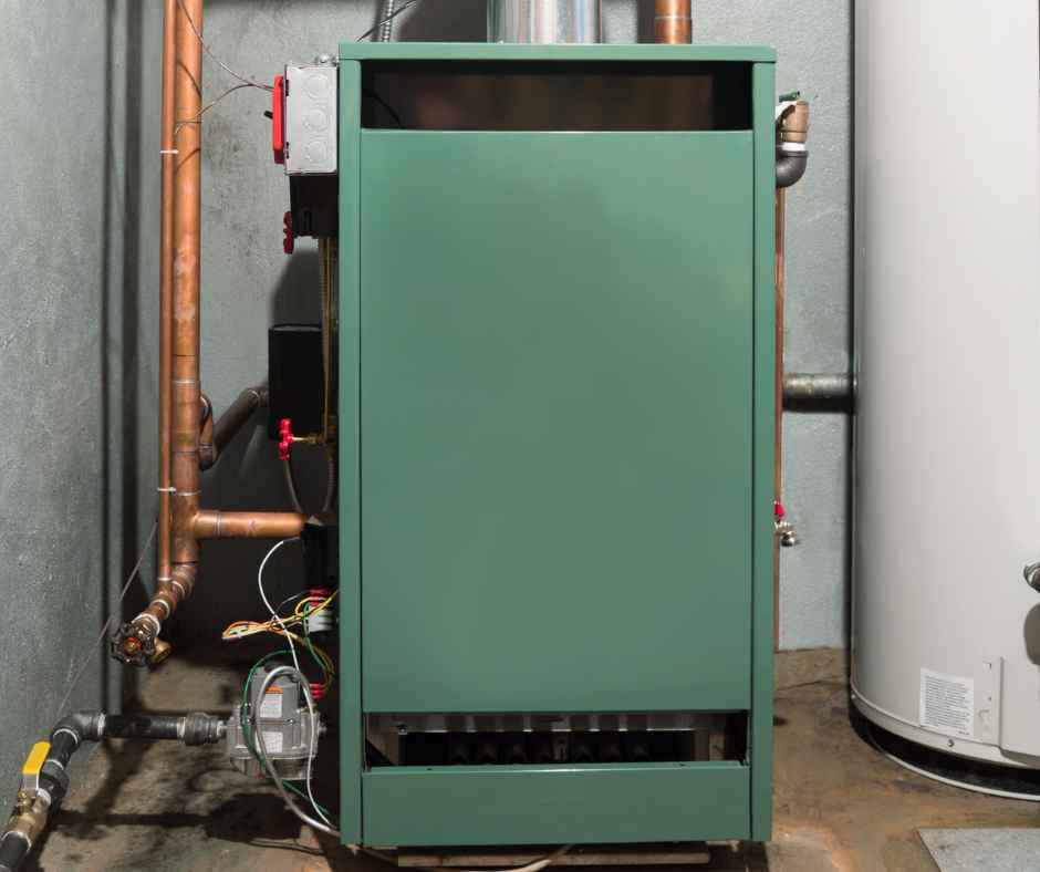 Home furnace in a basement