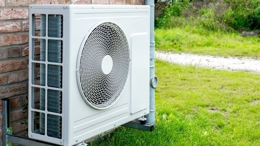 Heat pump outside a home